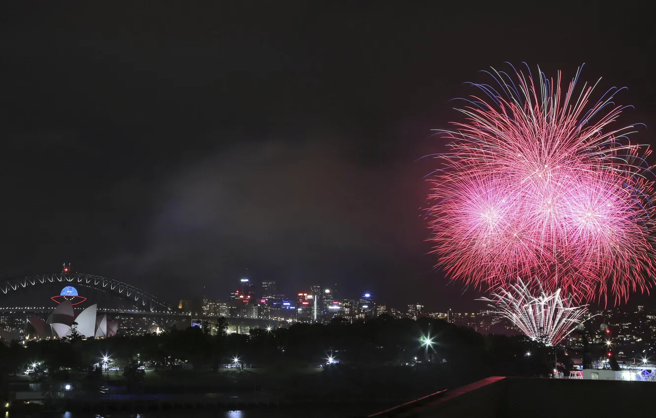 Фото обои New Year, fireworks, Australia, Sydney, 2014