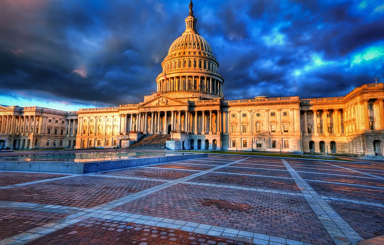 Фото обои небо, HDR, Вашингтон, США, Capitol