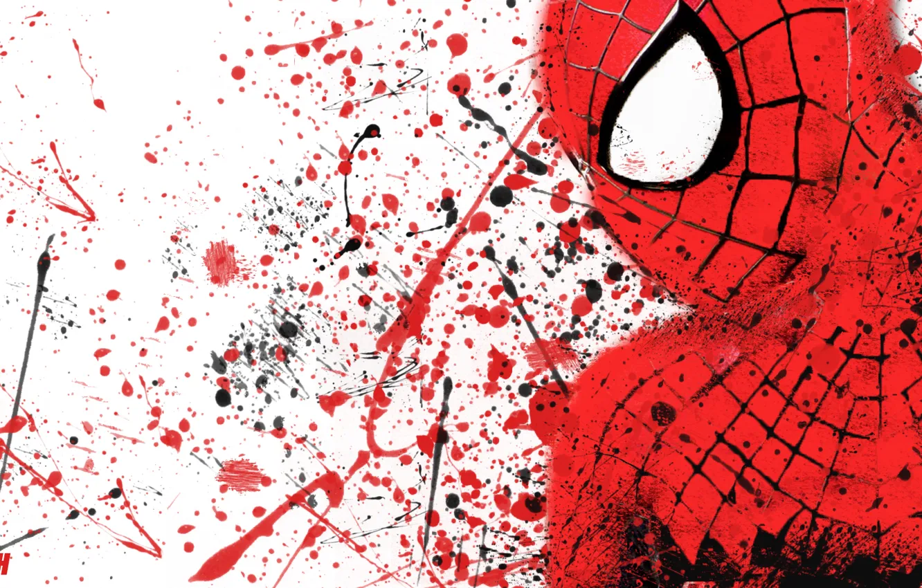 Фото обои брызги, граффити, Человек-паук, Высокое напряжение