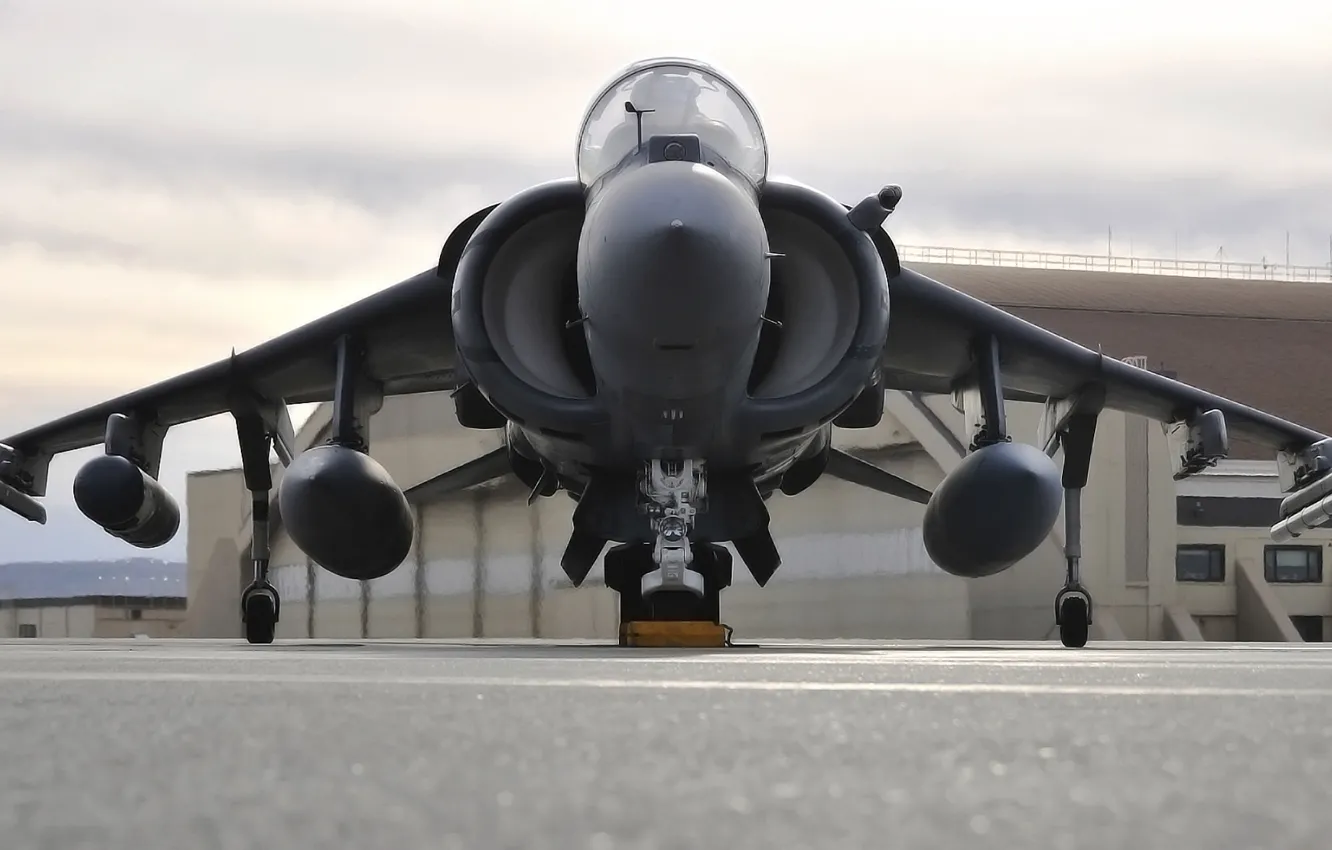 Фото обои Самолет, Истребитель, День, Великобритания, США, Авиация, Harrier, Бомбардировщик
