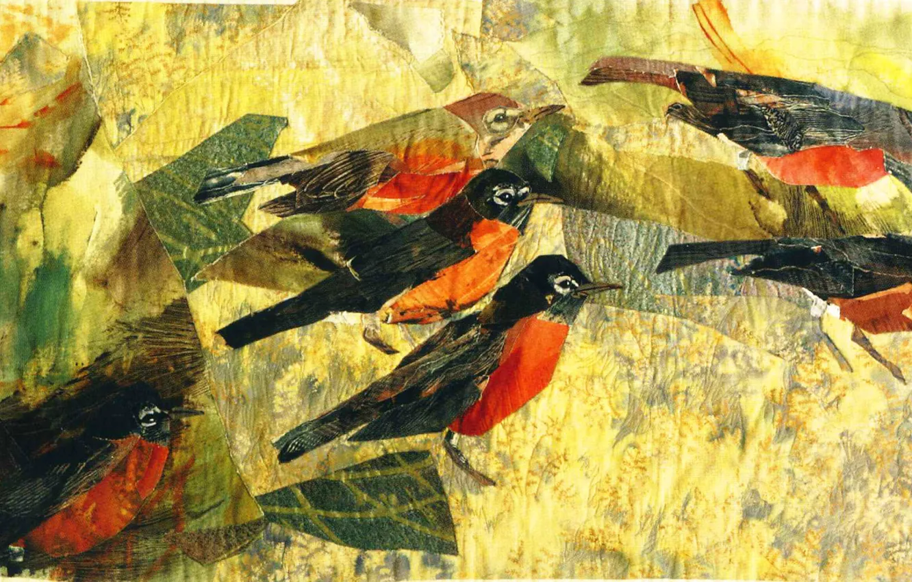 Фото обои птицы, мозаика, настроение, картина, Joan Colvin