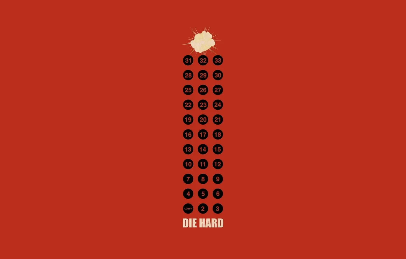 Фото обои фильмы, минимализм, minimalism, красный фон, Die Hard, movies, red background, "Крепкий орешек"
