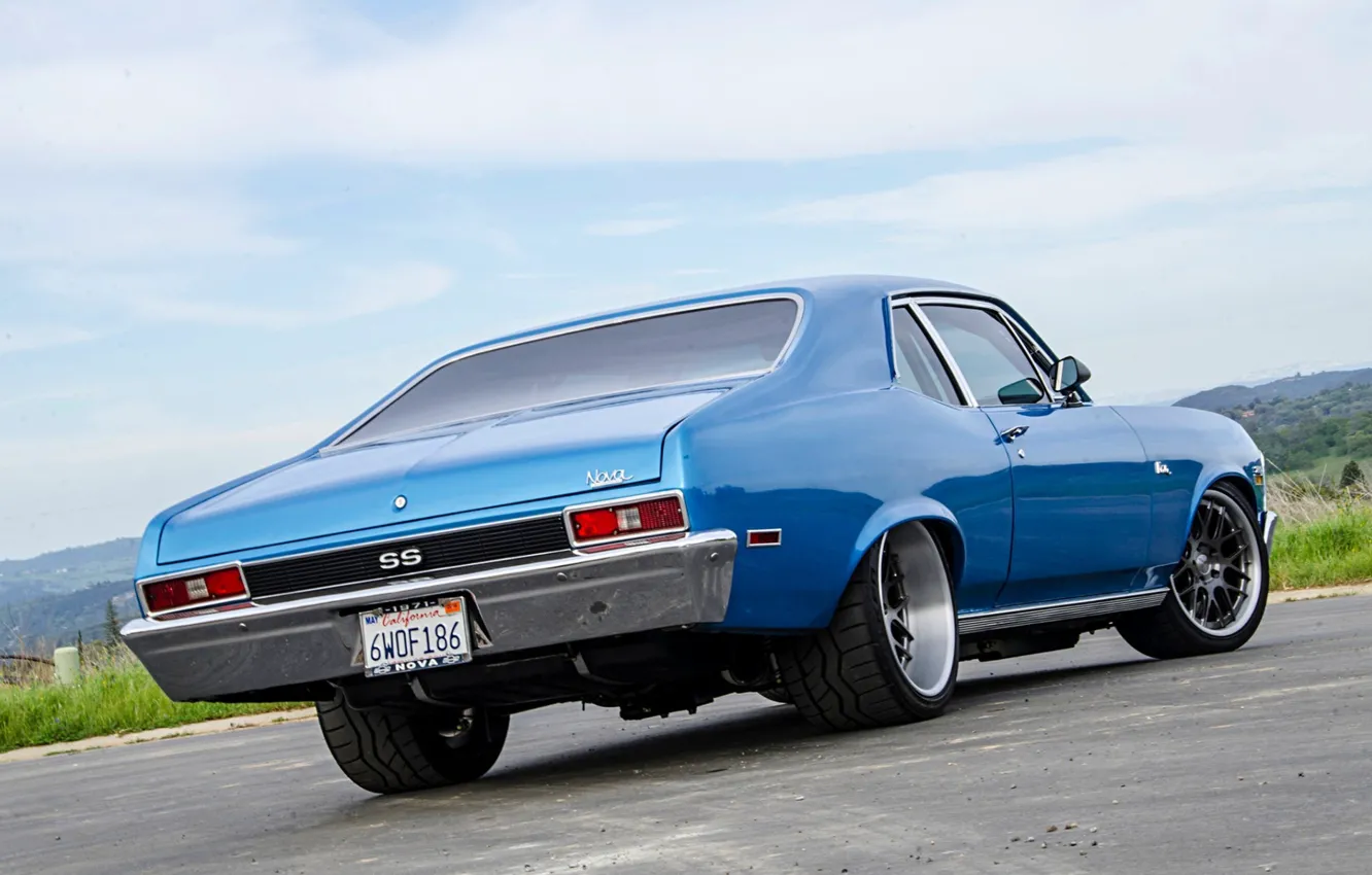 Фото обои Chevrolet, Blue, Nova, Muscle car, Pro Touring