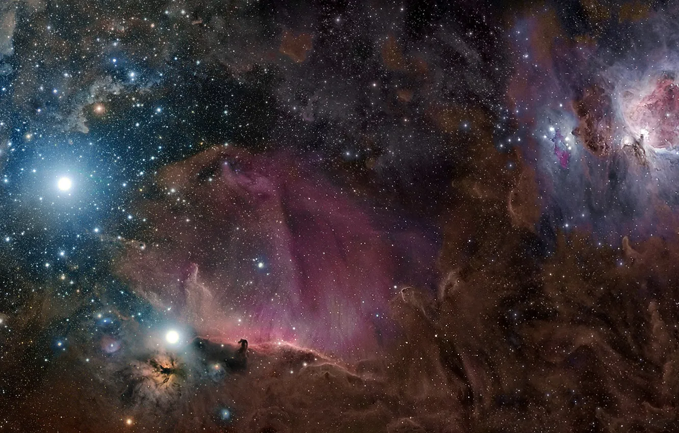 Фото обои звезды, туманность, пыль, газ, созвездие, Орион, M42