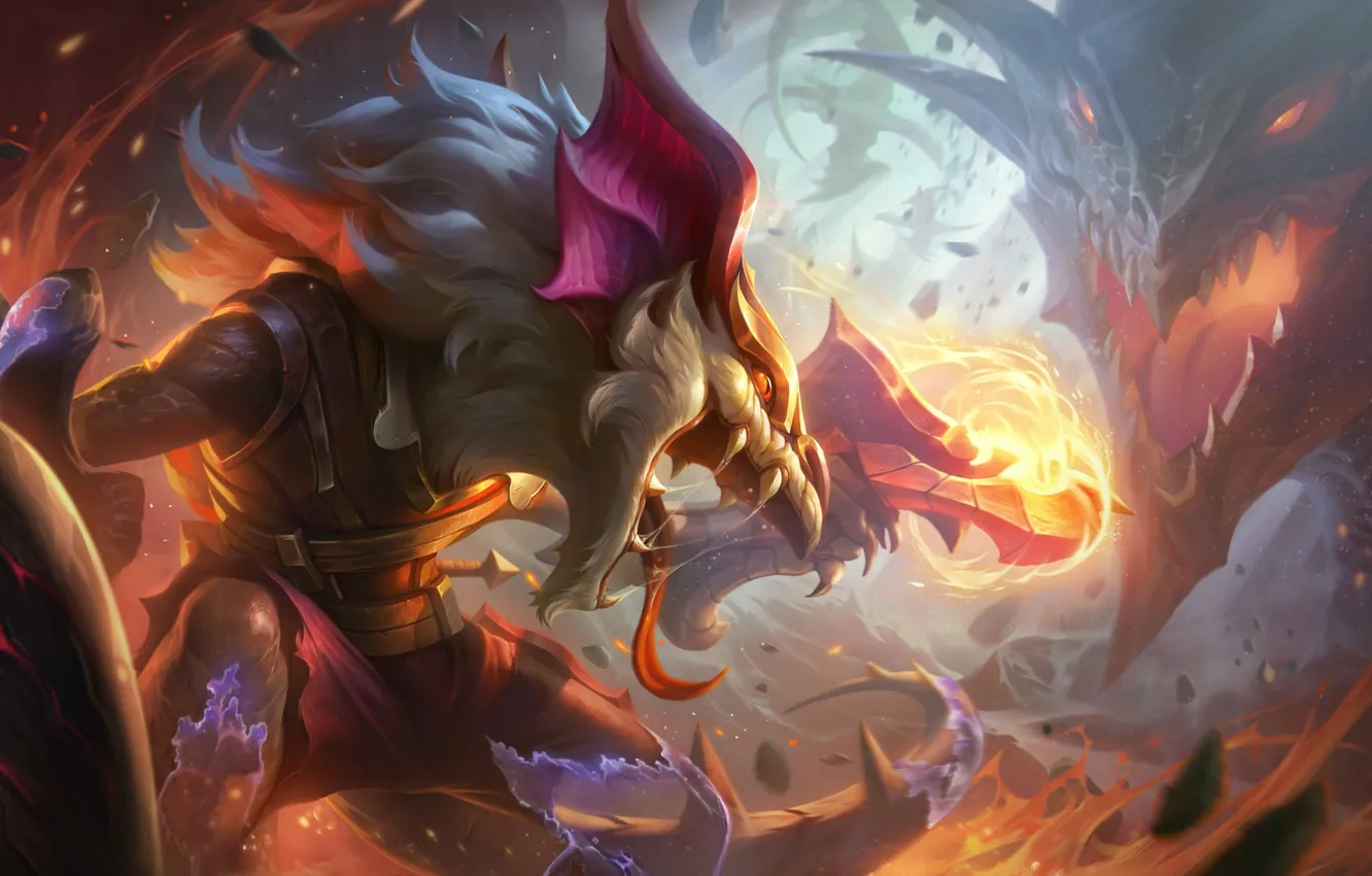 Фото обои огонь, дракон, фэнтези, League of Legends, Riot Games, Twitch