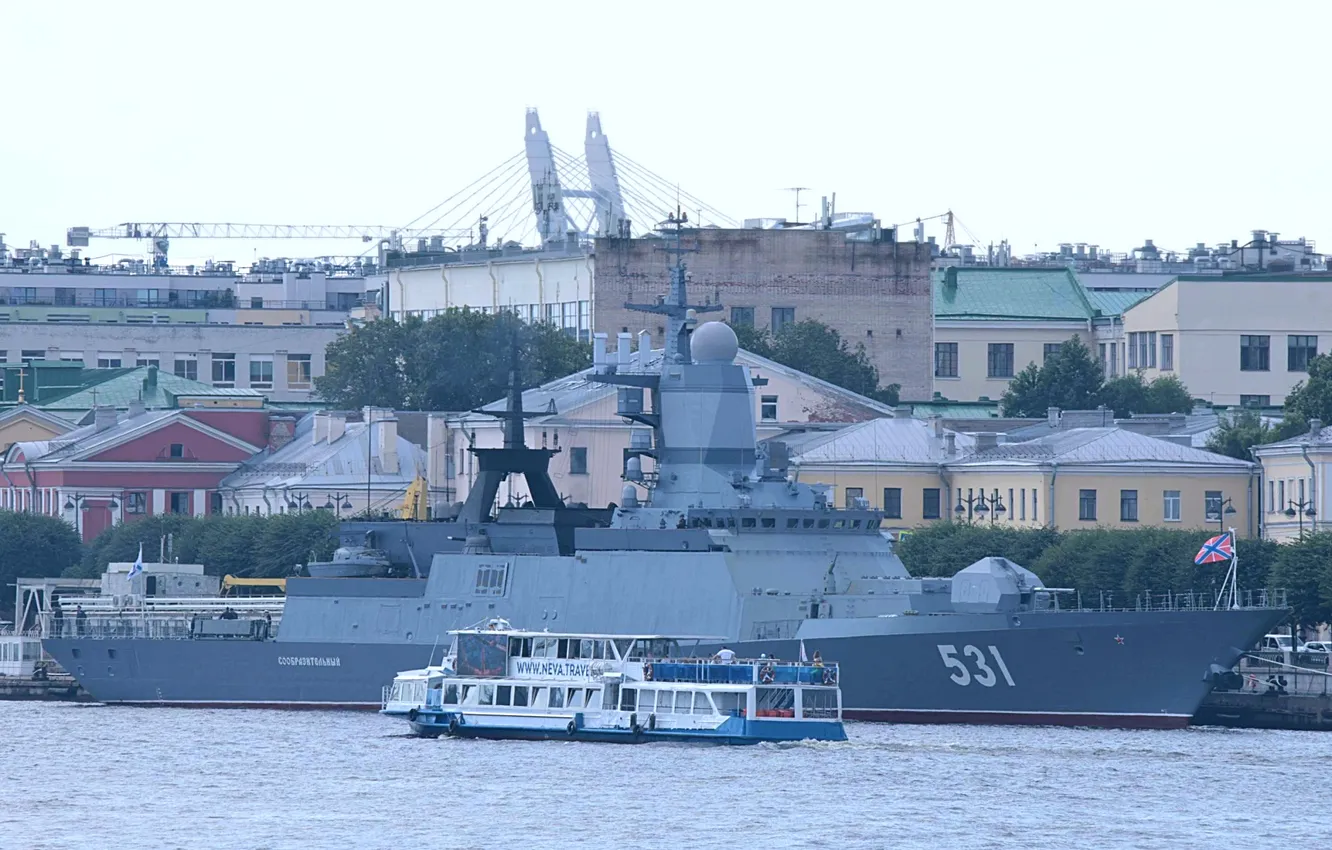 Фото обои причал, корвет, сообразительный