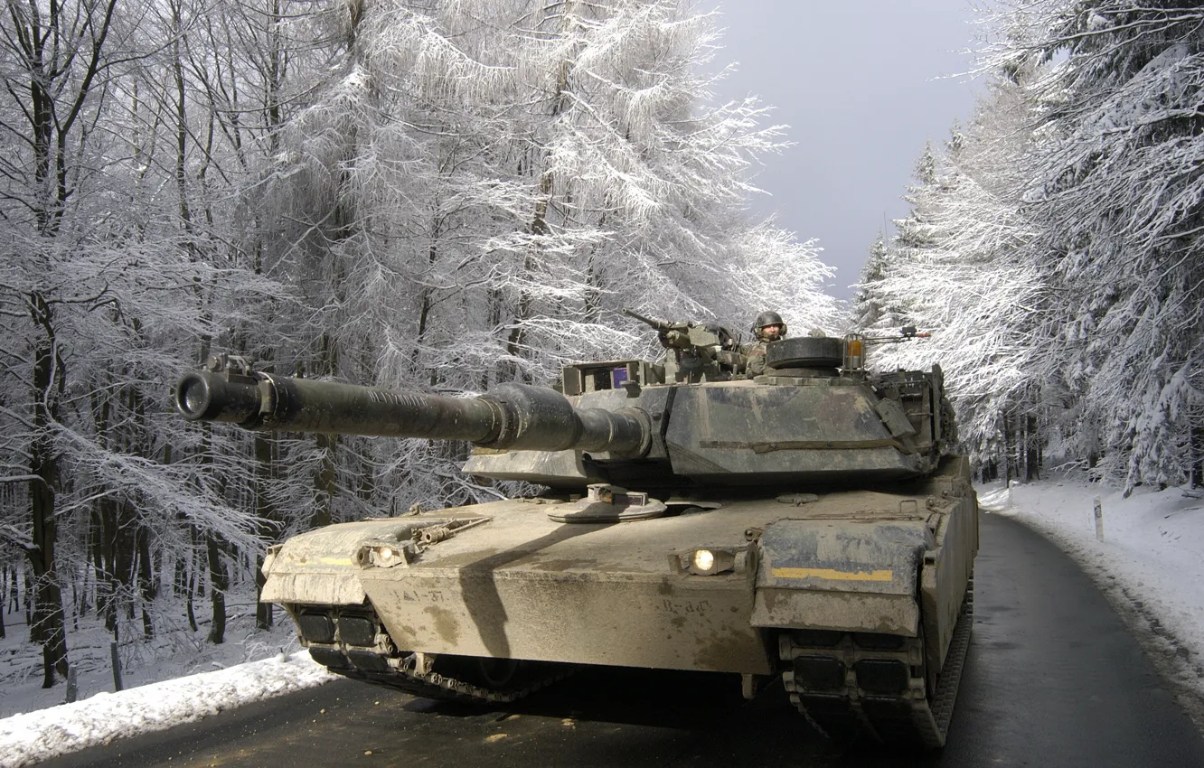 Фото обои дорога, оружие, танк, Abrams