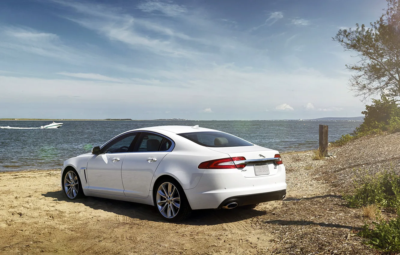 Фото обои Jaguar, Солнце, Море, Машина, Ягуар, Desktop, Car, Автомобиль