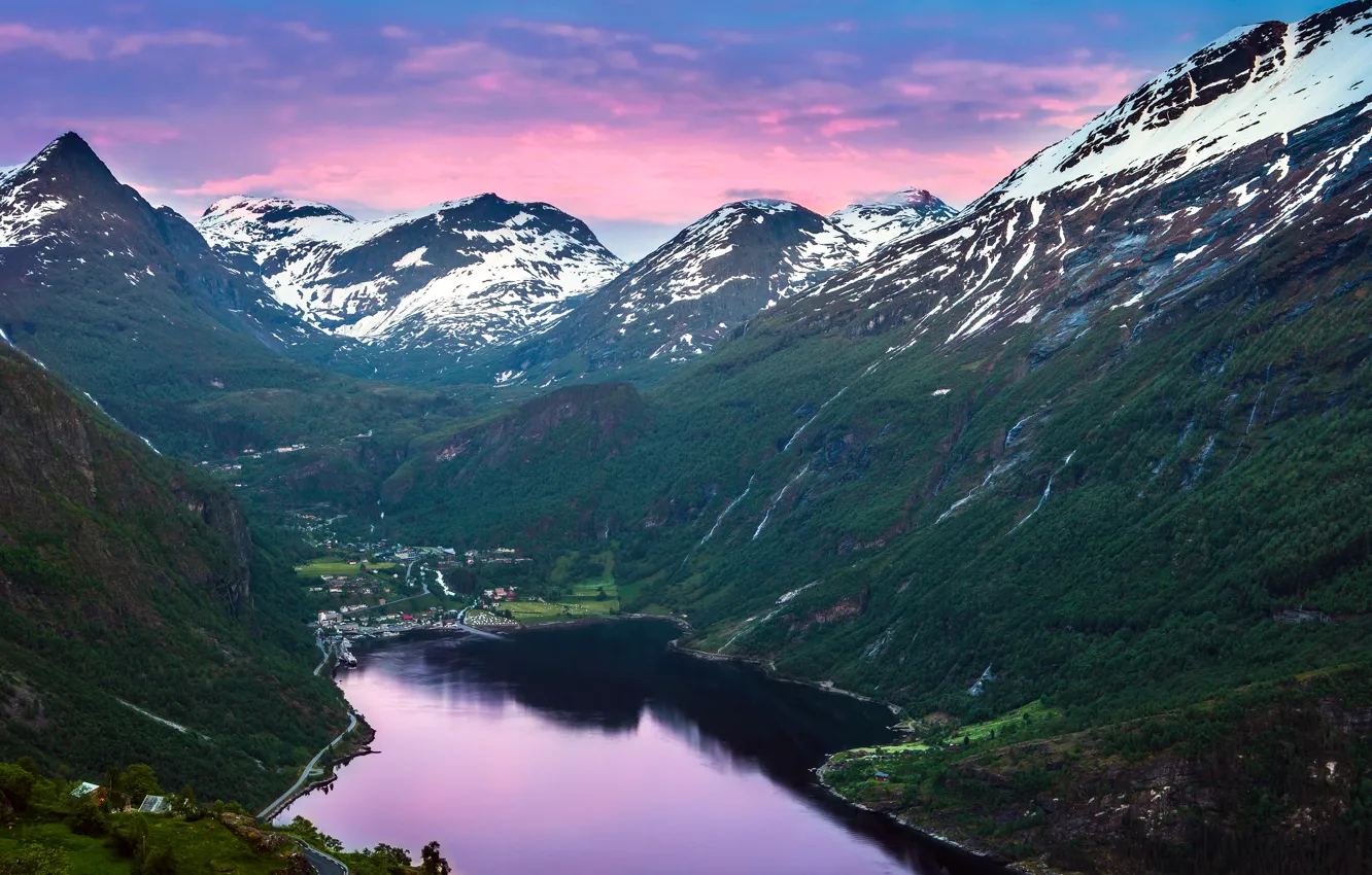 Фото обои горы, Норвегия, Norway, фьорд