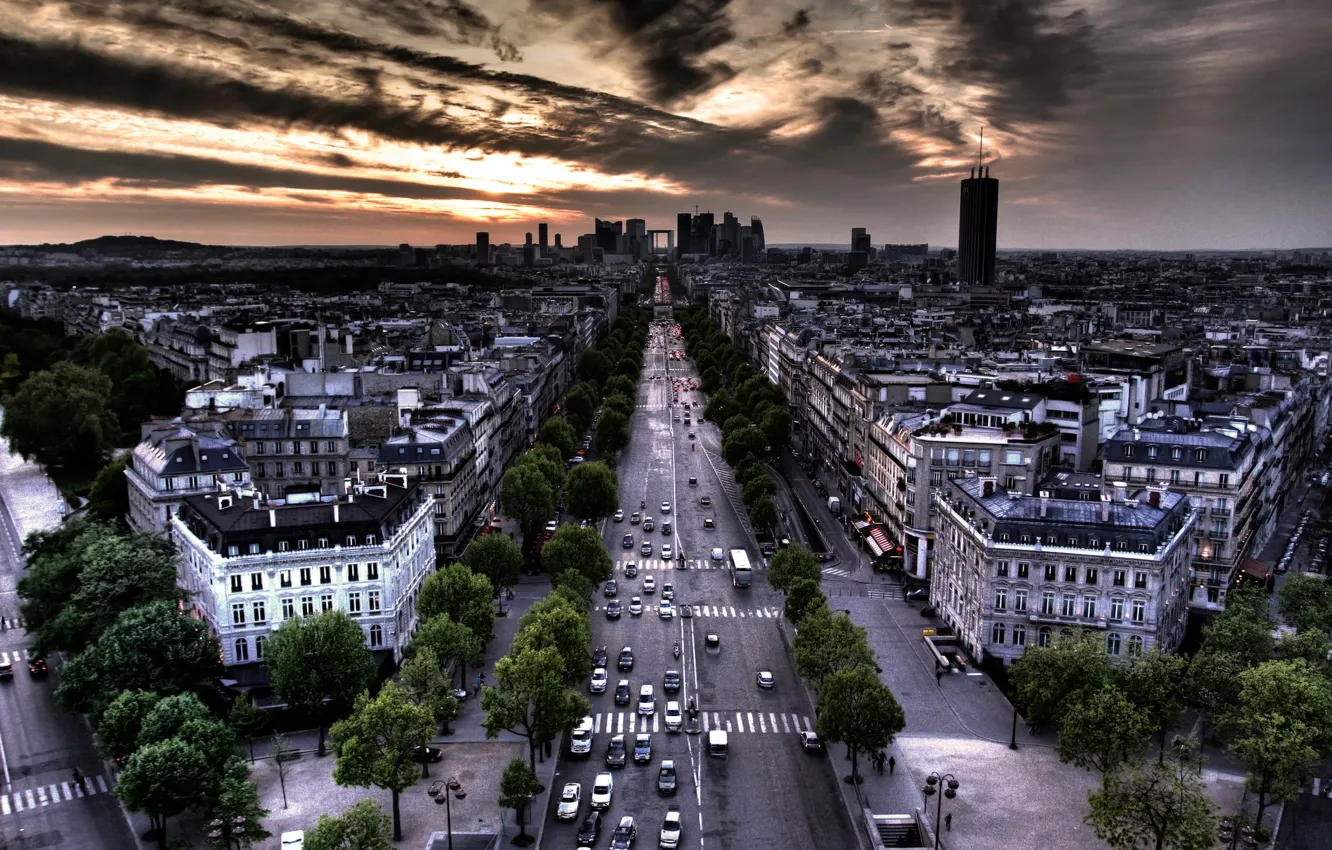 Фото обои дорога, облака, париж, paris
