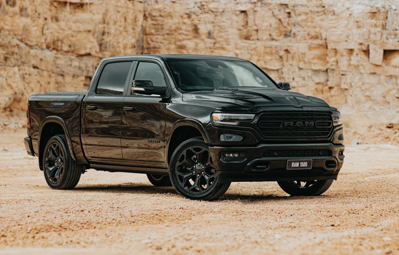 Фото обои черный, джип, внедорожник, black, dodge, 1500, ram, cab