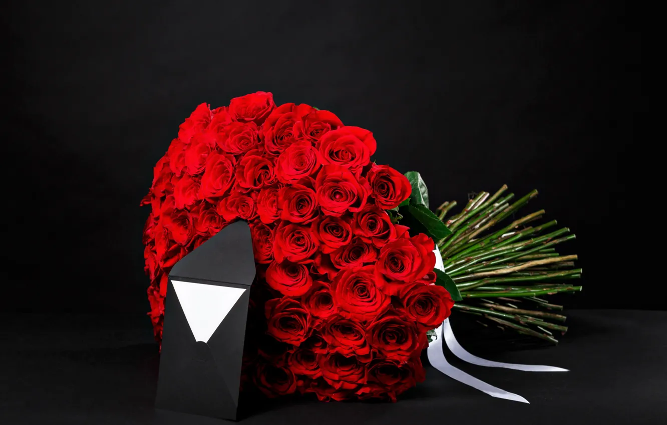 Фото обои письмо, подарок, романтика, розы, букет, colorful, red, 8 марта