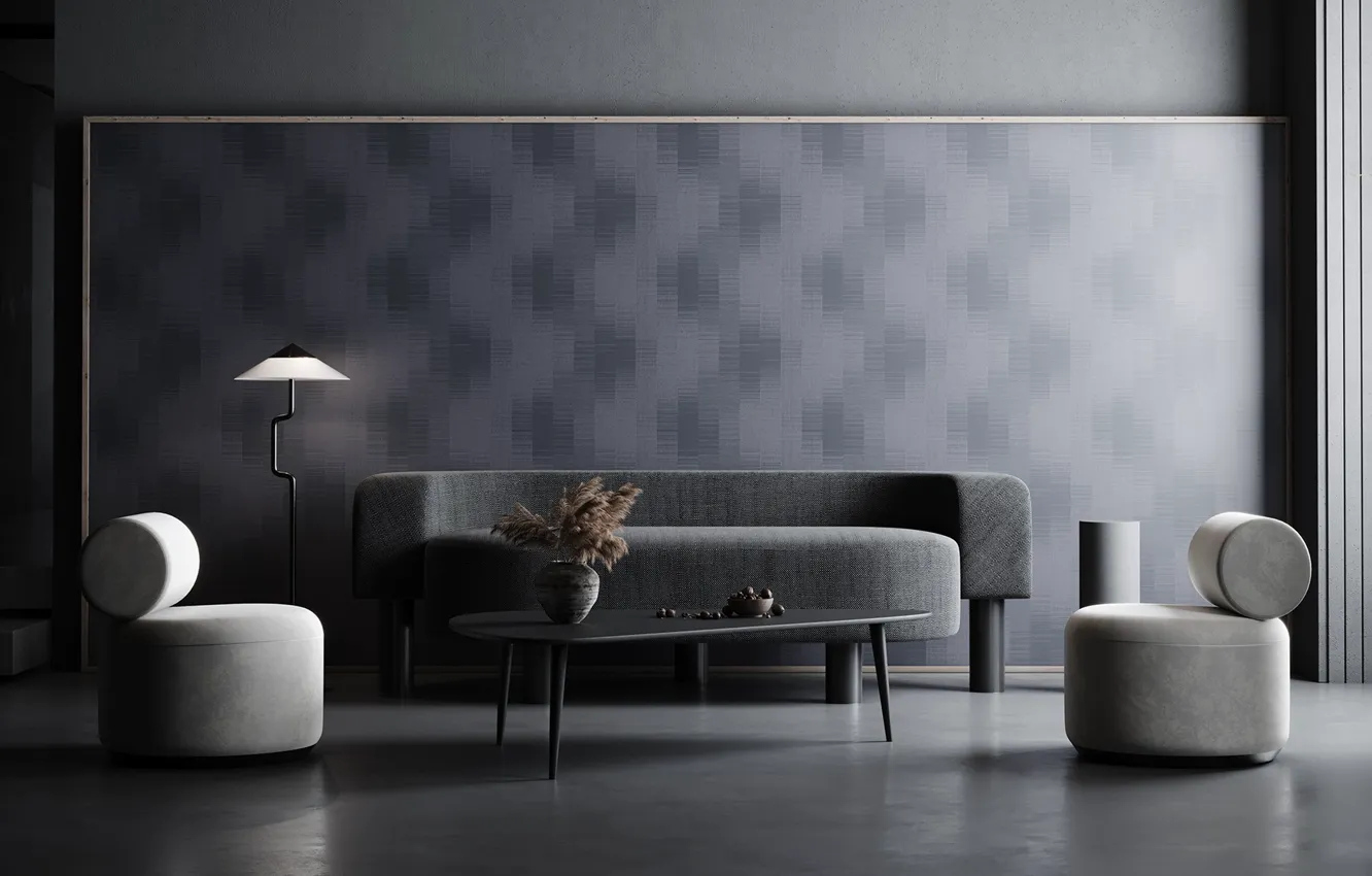 Фото обои дизайн, стиль, интерьер, гостиная, черный цвет в интерьере, Bobbi Beck strap subtle pattern