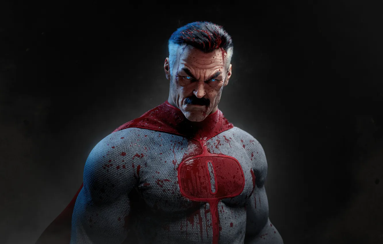 Фото обои blood, alien, blue eyes, man, cartoon, mortal kombat, evil, suit