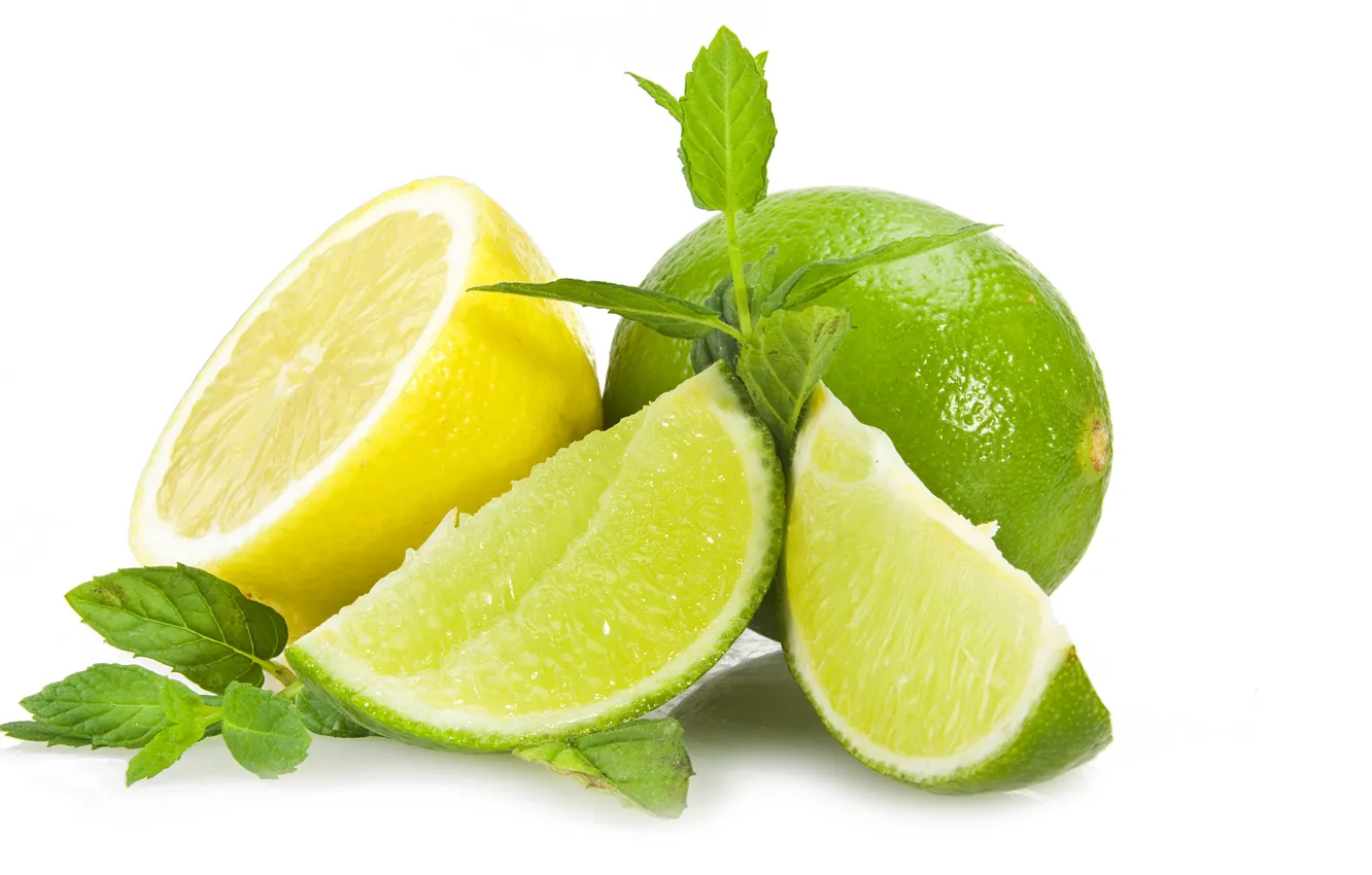 Фото обои лимон, лайм, цитрус