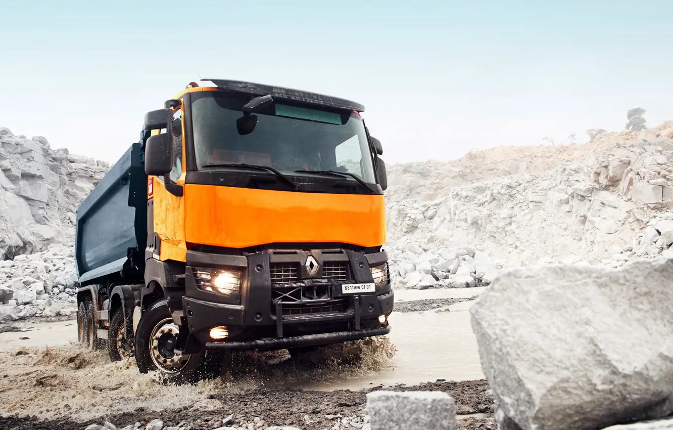 Фото обои rock, dump truck, renault trucks, k series