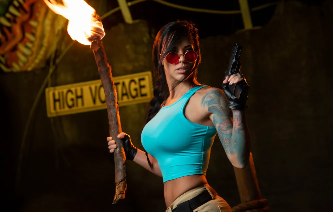 Фото обои tomb raider, torch, pigtail, Alex Zedra