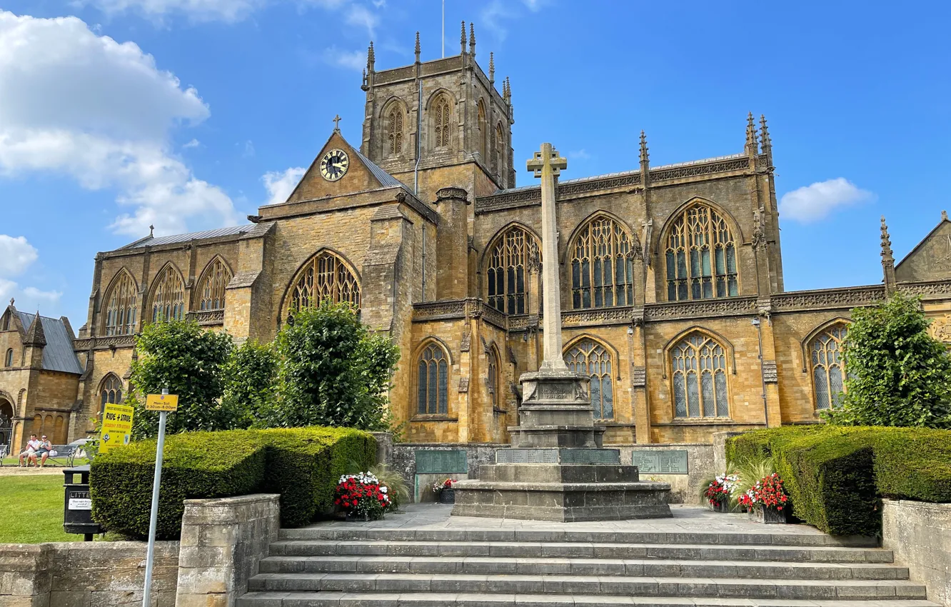 Фото обои City, Day, Old, England, Abbey, Building, United Kingdom, Village
