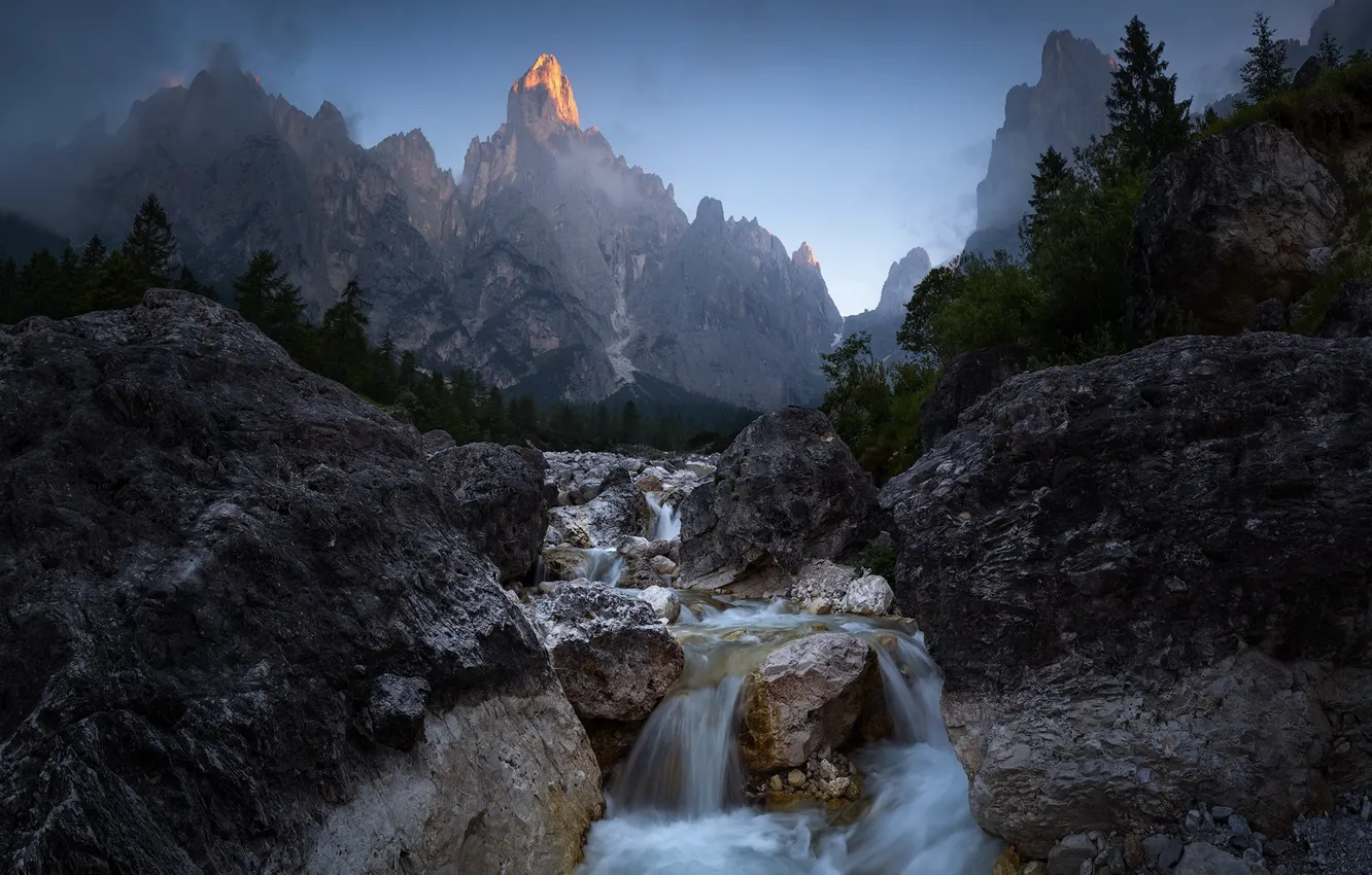 Фото обои горы, природа, река