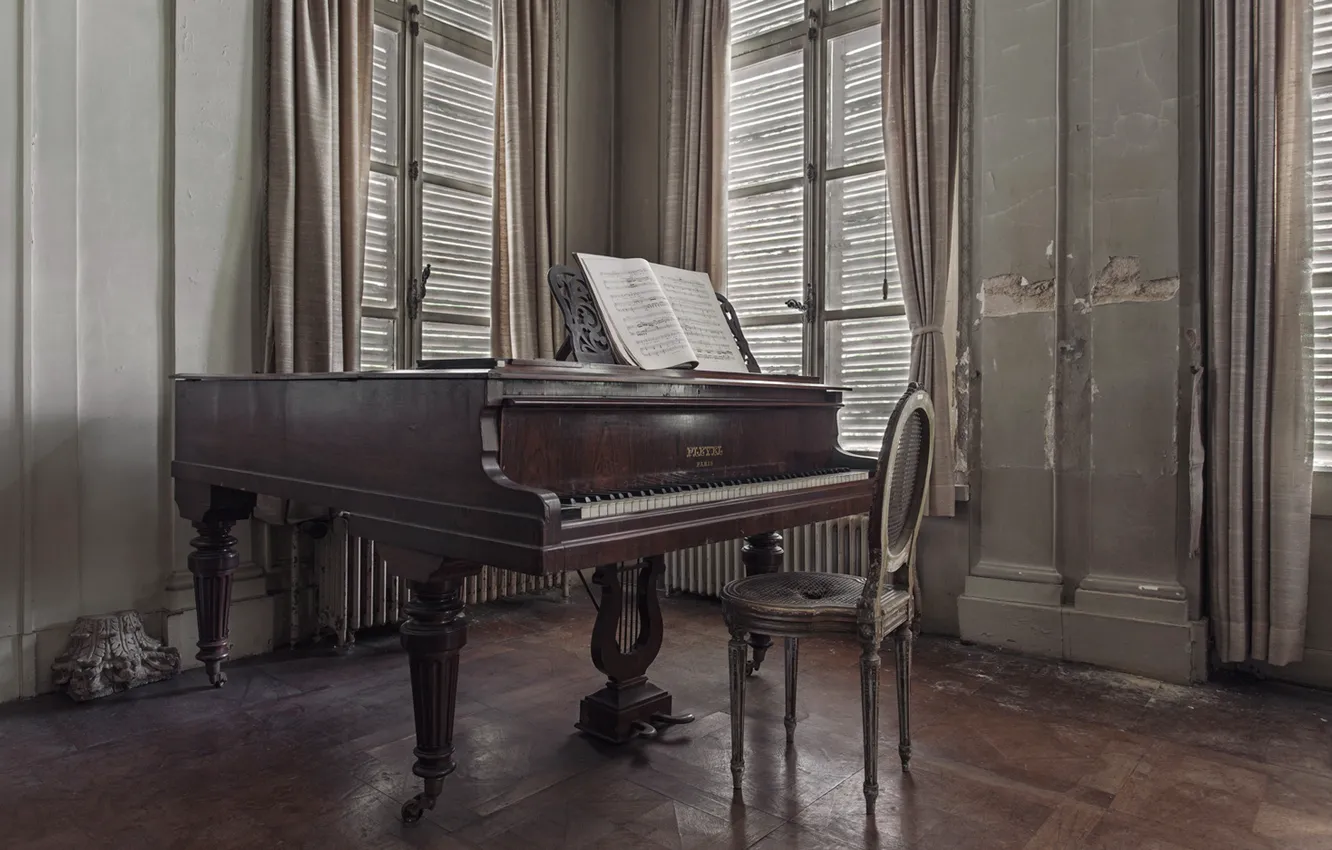 Фото обои музыка, комната, рояль