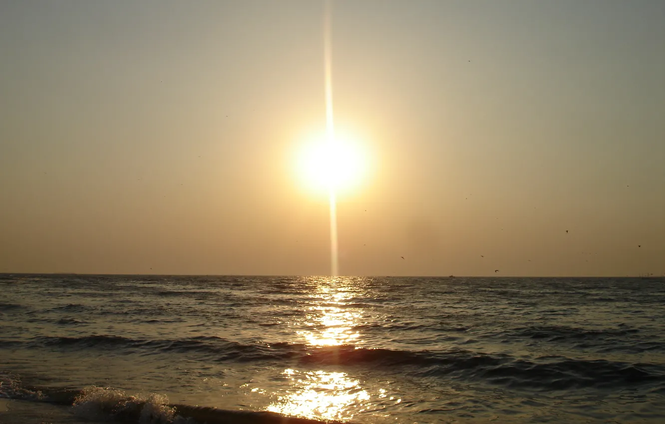 Фото обои волны, солнце, вечер, Азовское море