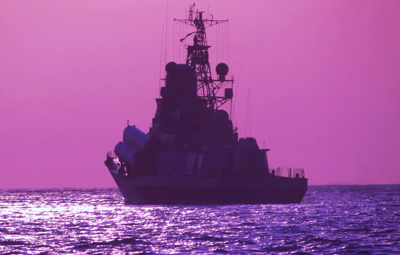 Фото обои закат, корабль, ракетный, малый, Черное море, МРК, &ampquot;Мираж&ampquot;