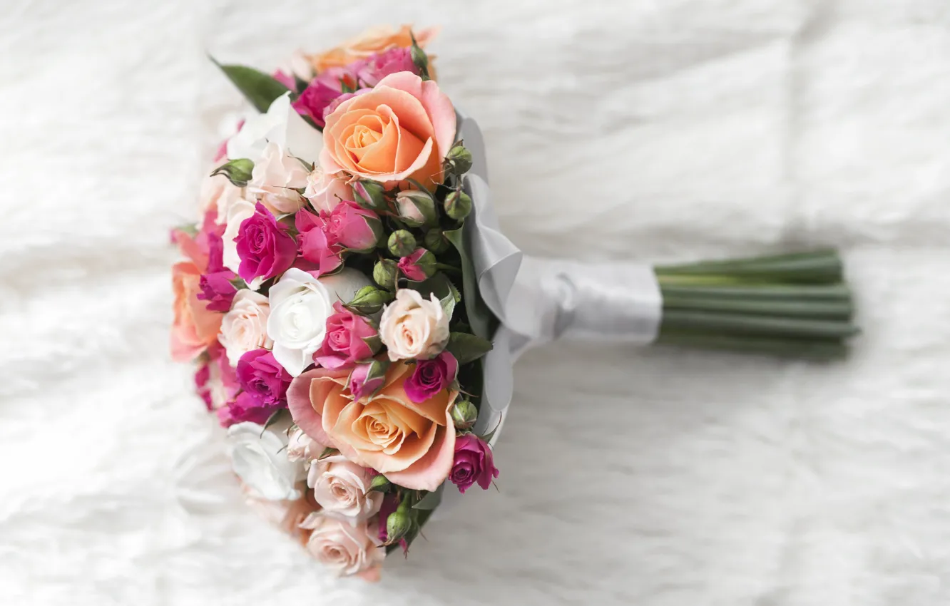 Фото обои цветы, розы, букет, pink, flowers, свадебный букет, bouquet, roses
