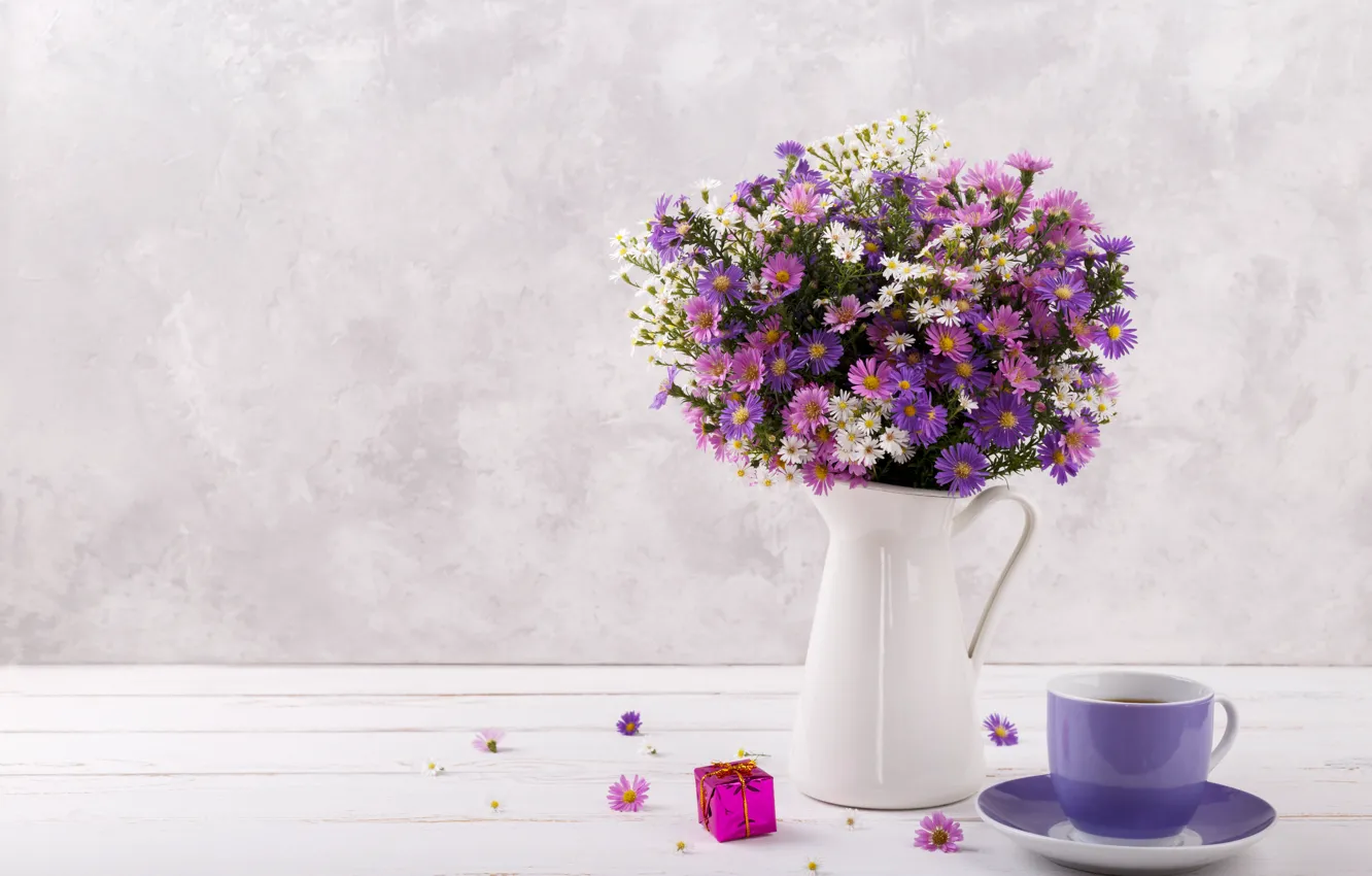 Фото обои цветы, букет, ваза
