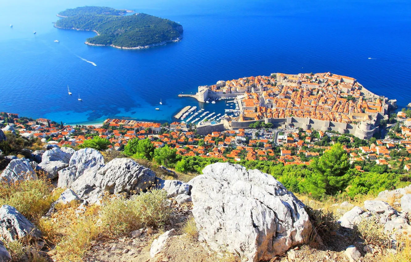 Фото обои город, панорама, Хорватия, Дубровник, Ядран