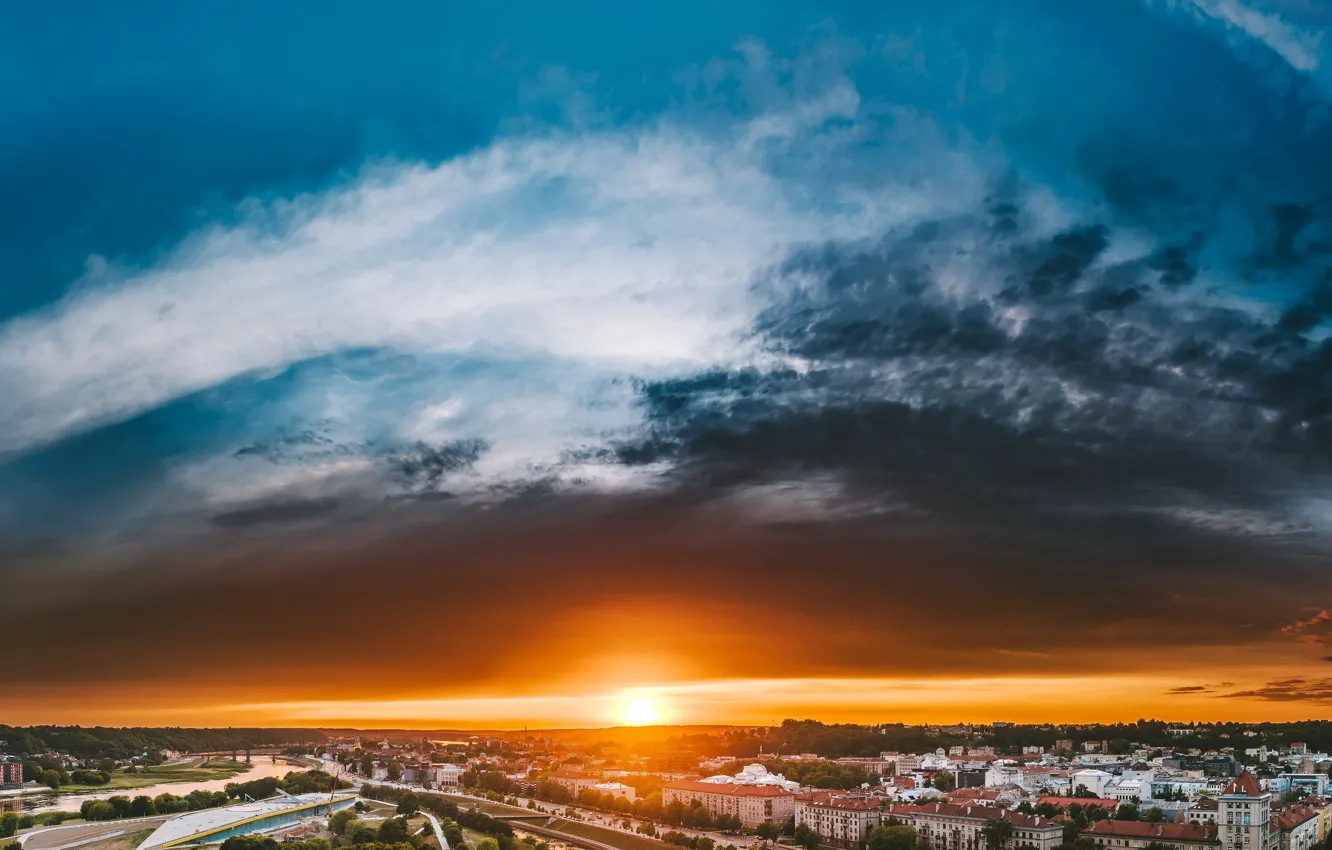 Фото обои Lietuva, Kaunas, naktis