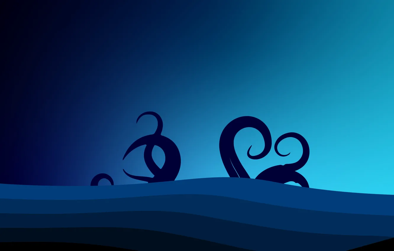 Фото обои море, волны, щупальца, sea, octopus, tentacles