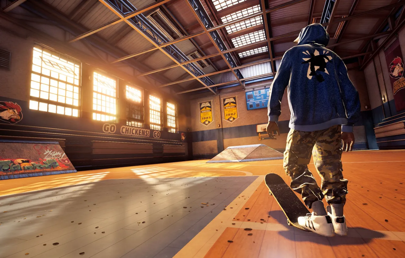 Фото обои парень, скейт, спортзал, Tony Hawk Pro Skater