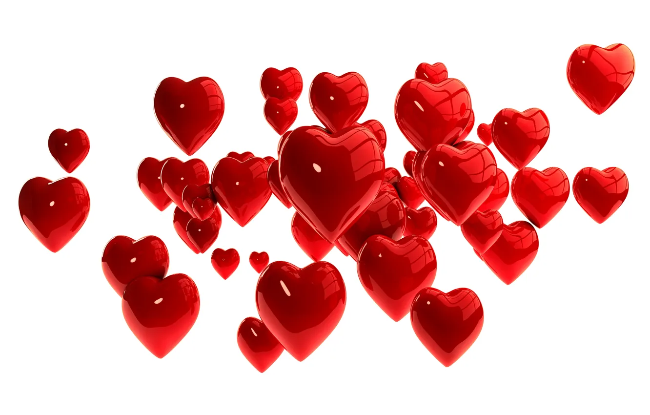 Фото обои сердечки, red, hearts