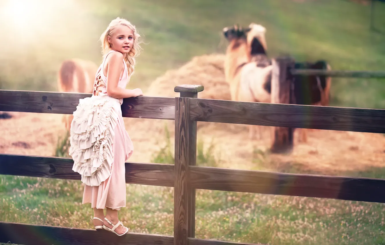 Фото обои забор, платье, девочка, child photography