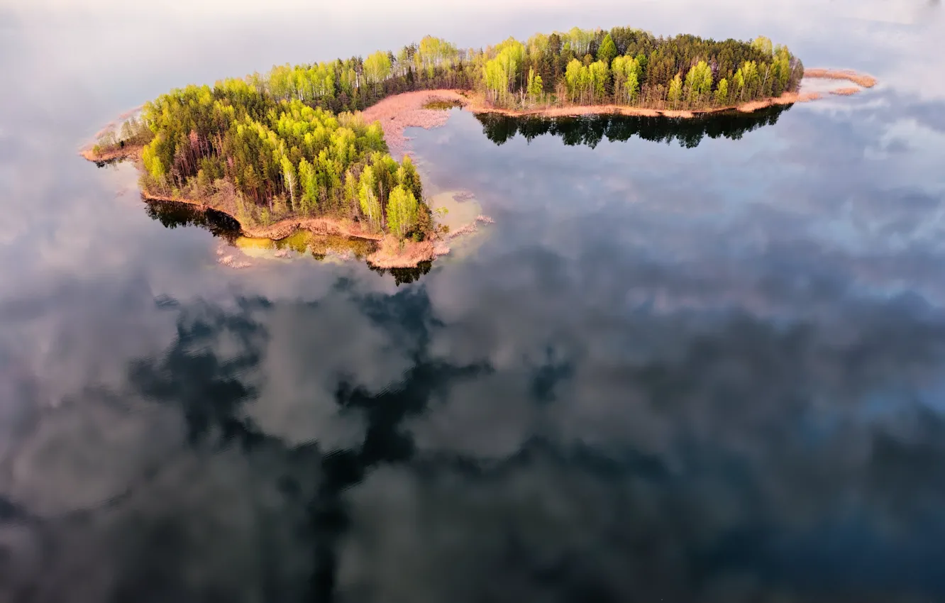 Фото обои ežeras, sala, atspindys