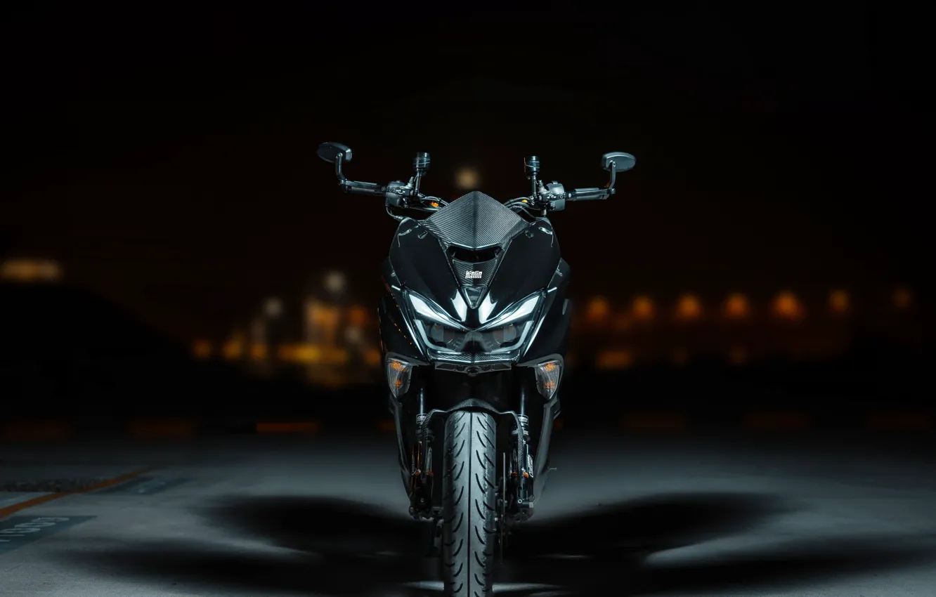 Фото обои dark, bike, motorcycle, front