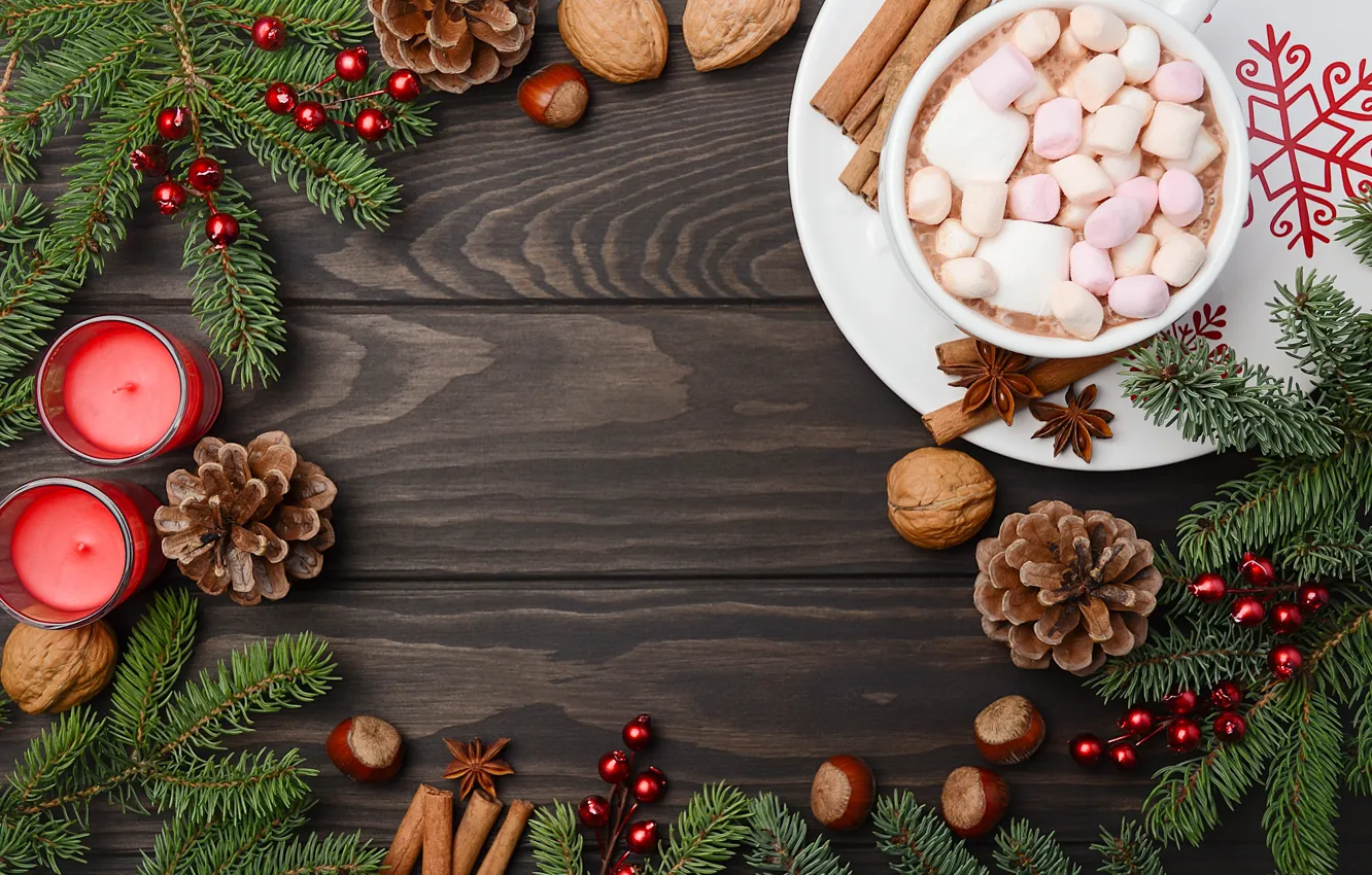 Фото обои украшения, шары, Рождество, кружка, Новый год, christmas, new year, balls