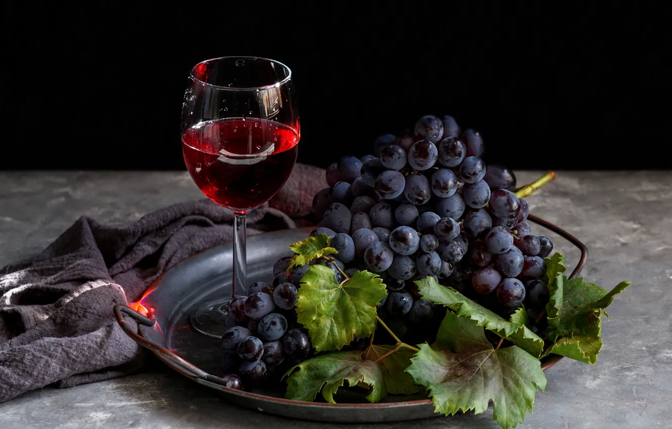 Фото обои вино, красное, бокал, виноград