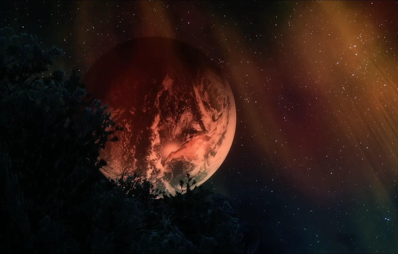 Фото обои звезды, рендеринг, фон, планета