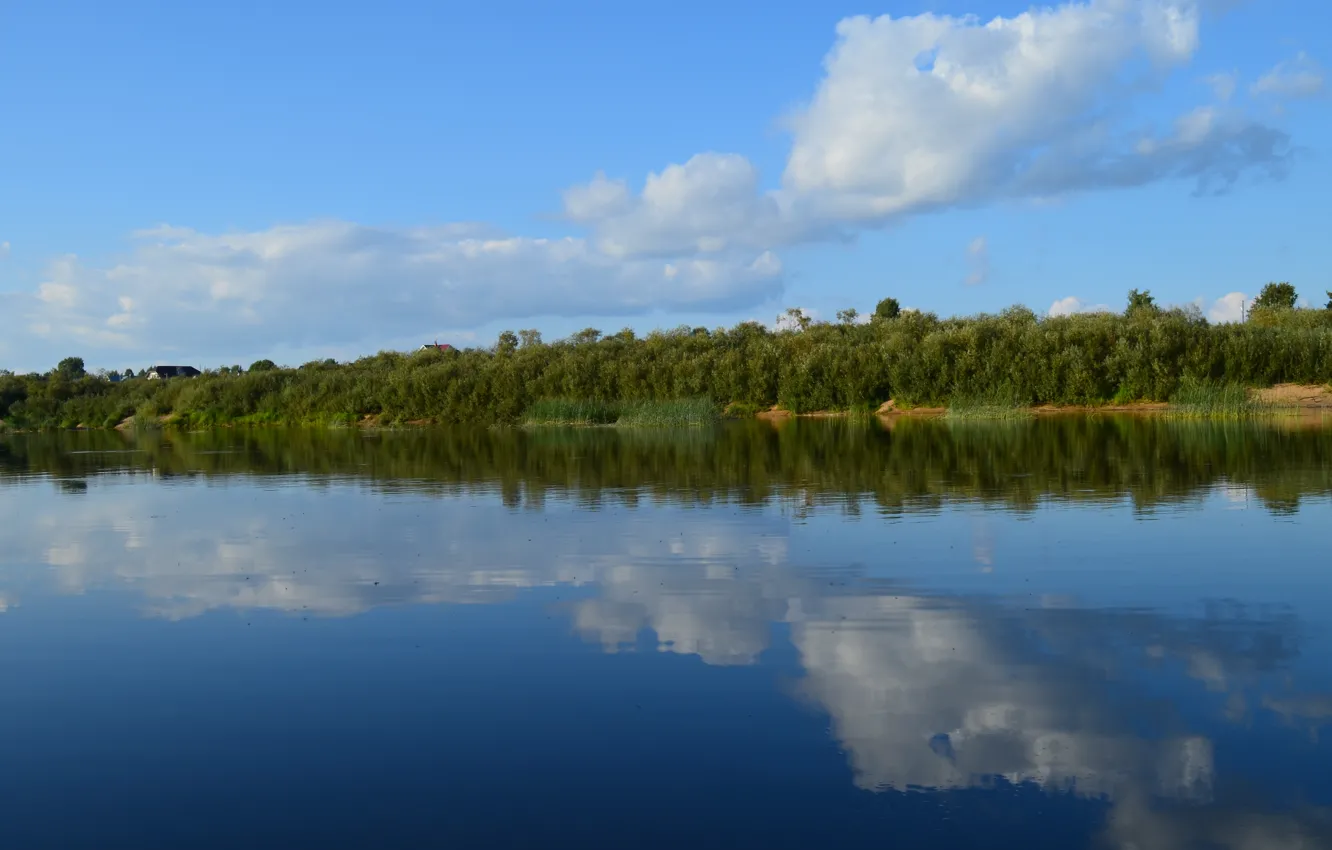 Фото обои небо, вода, солнце, река