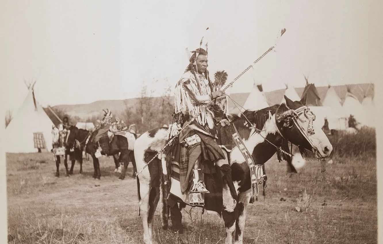 Фото обои horse, warrior, chief, native american, first people, proud chief