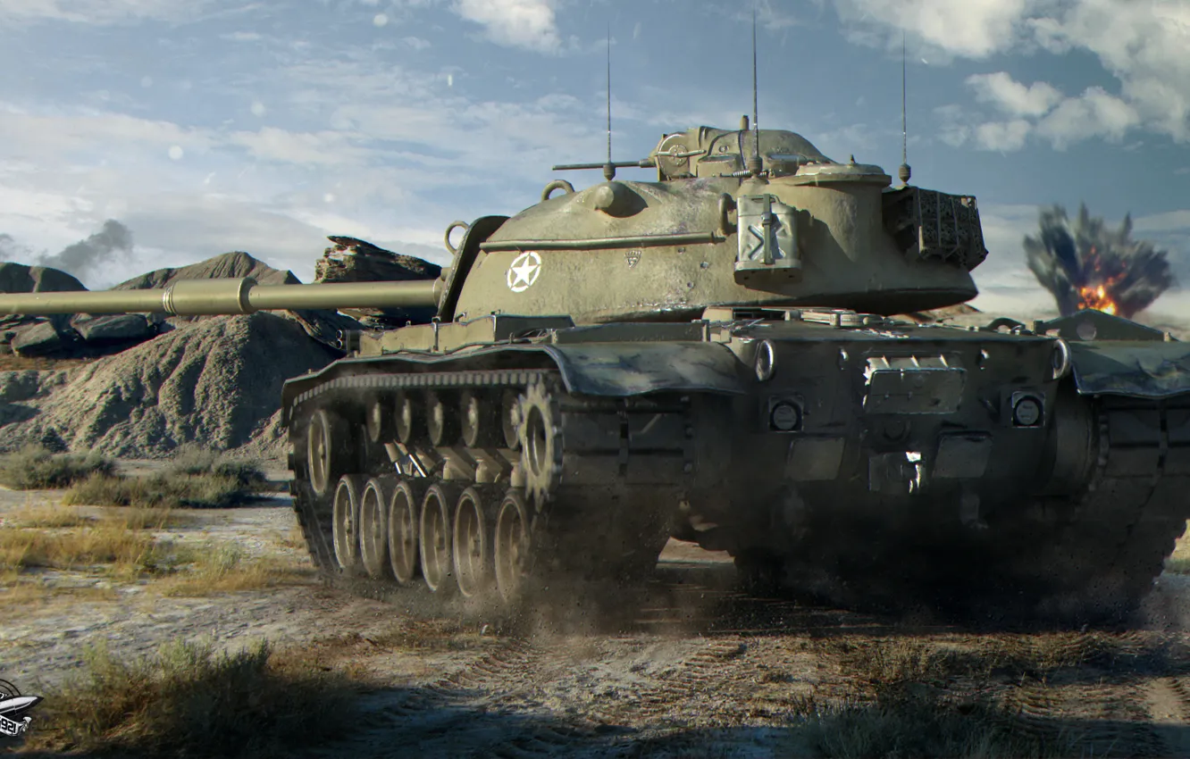 Фото обои танк, американский, средний, World of Tanks, M48A1 Patton