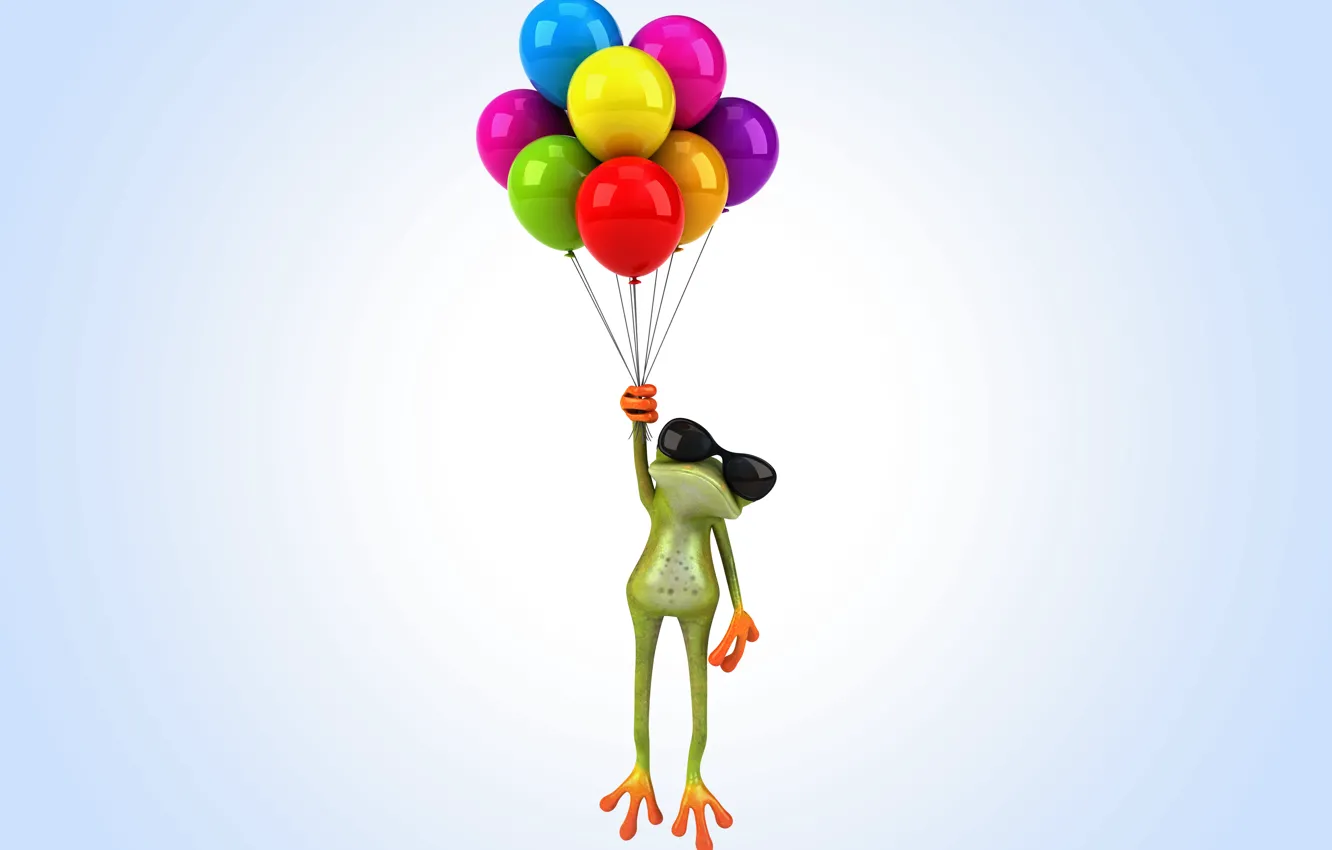 Фото обои воздушные шары, лягушка, frog, funny