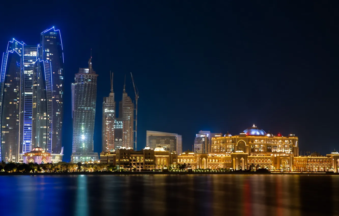 Фото обои Abu Dhabi, nightscape, Jumeira Etihad Tower