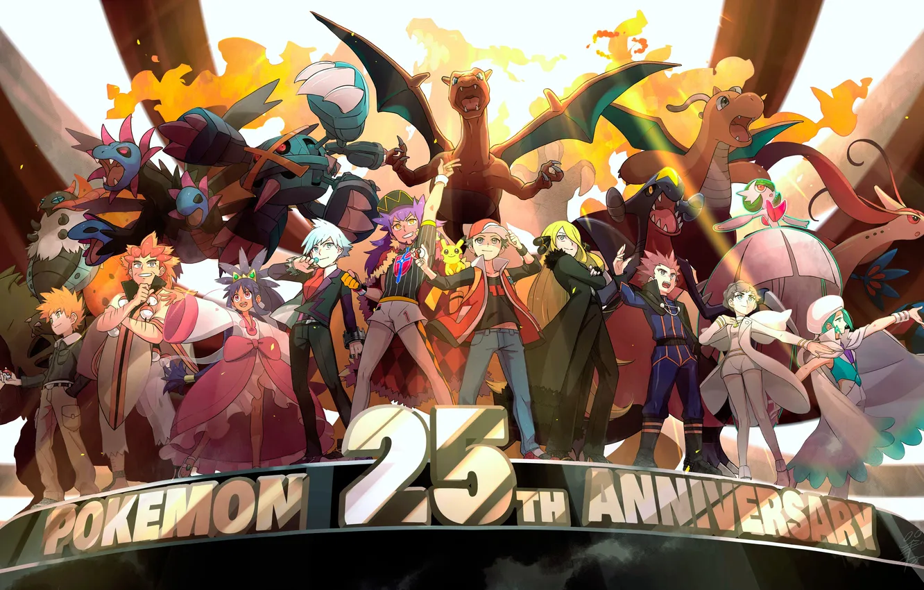 Фото обои аниме, манга, Pokemon, юбилей, video game, видео игра, Pokemon 25th anniversary, 25th anniversary