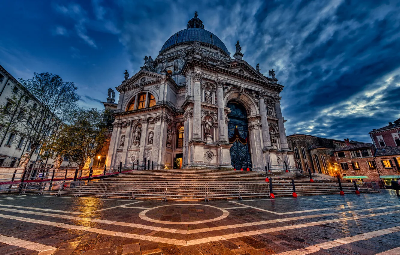 Фото обои вечер, Италия, Венеция, собор, архитектура, Italy, Venice, Santa Maria della Salute
