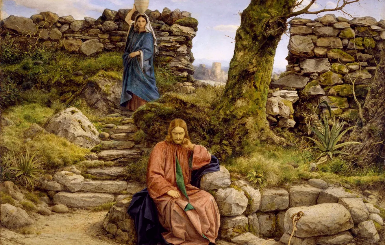 Фото обои 1860, Христос и самаритянка, Уильям Дайс