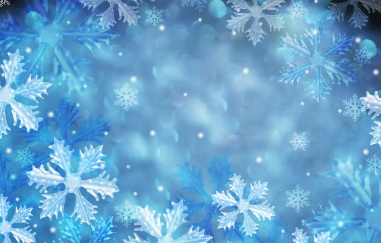 Фото обои снежинки, голубой, узоры