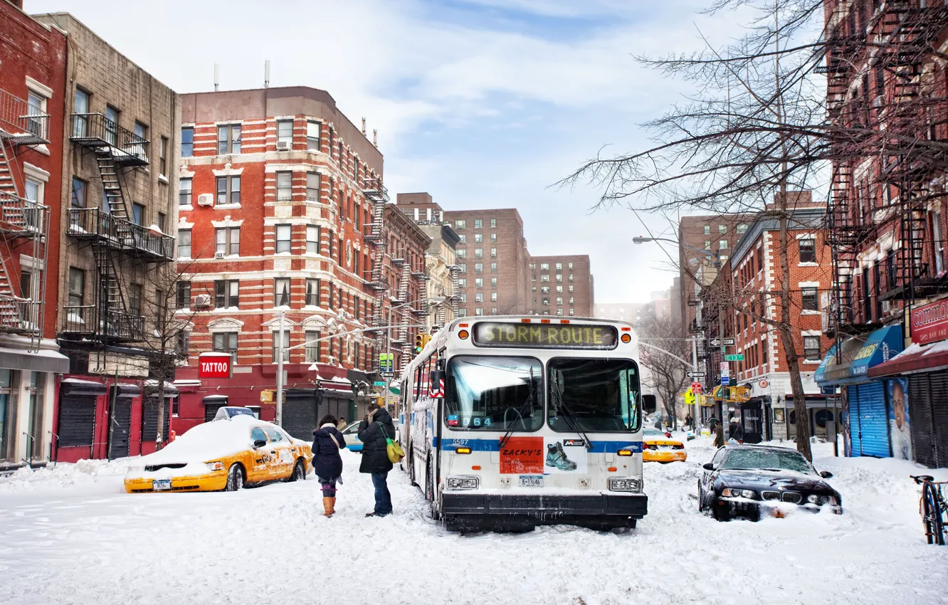 Фото обои зима, снег, нью-йорк, winter, new york, snow, usa, nyc