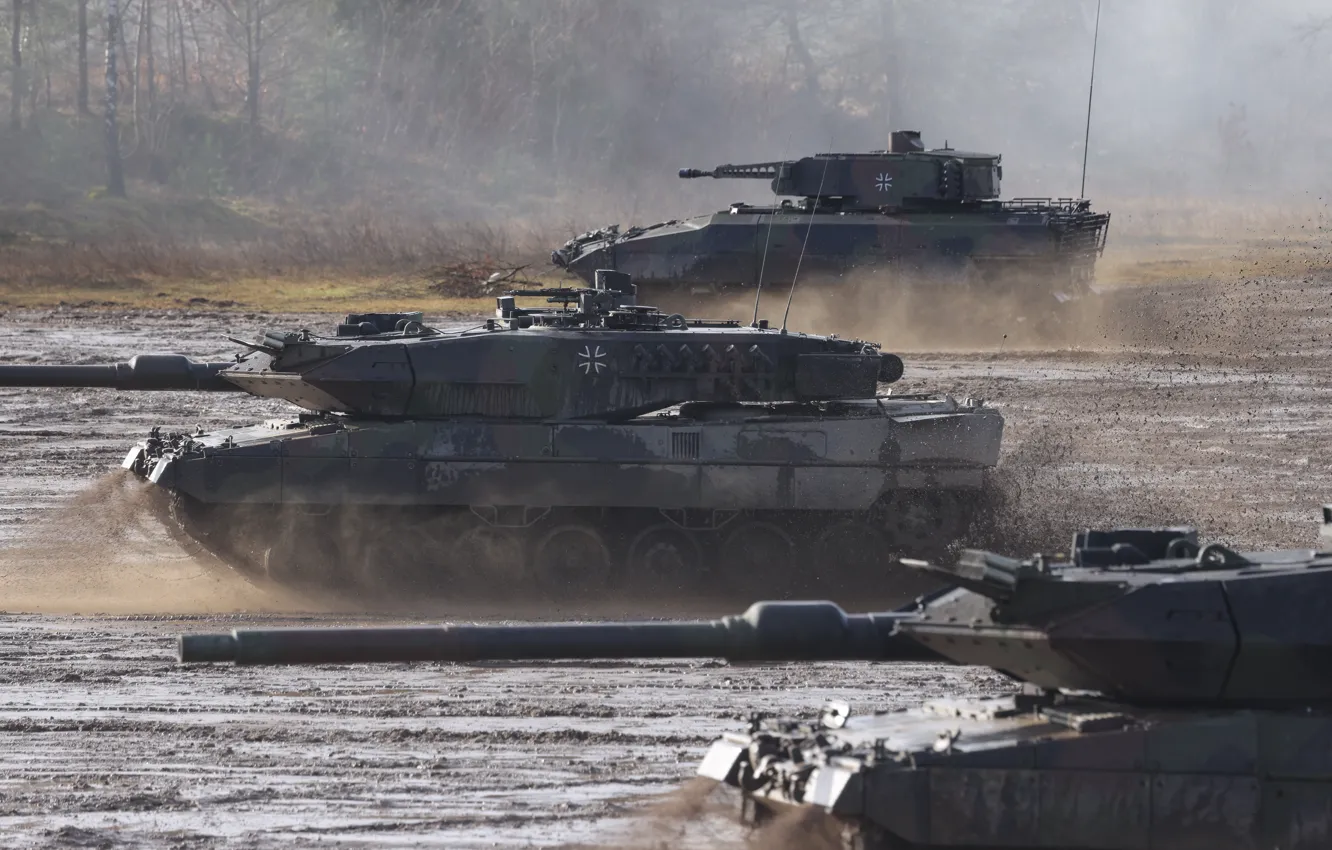 Фото обои Германия, Монстр, Грязь, Бундесвер, Training, Leopard 2, Леопард 2, Bundeswehr